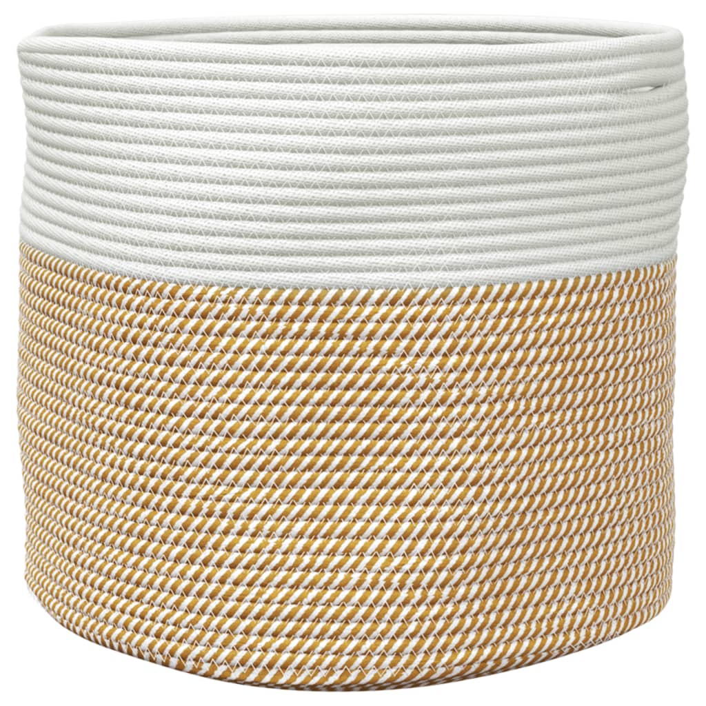 Cestino Portaoggetti Marrone e Bianco Ø40x35 cm in Cotone | homemem39