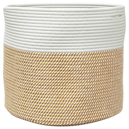 Cestino Portaoggetti Marrone e Bianco Ø40x35 cm in Cotone | homemem39