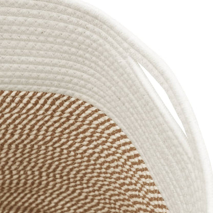 Cestino Portaoggetti Marrone e Bianco Ø40x35 cm in Cotone | homemem39