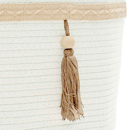 Cestino Portaoggetti Bianco Ø38x36 cm in Cotone - homemem39