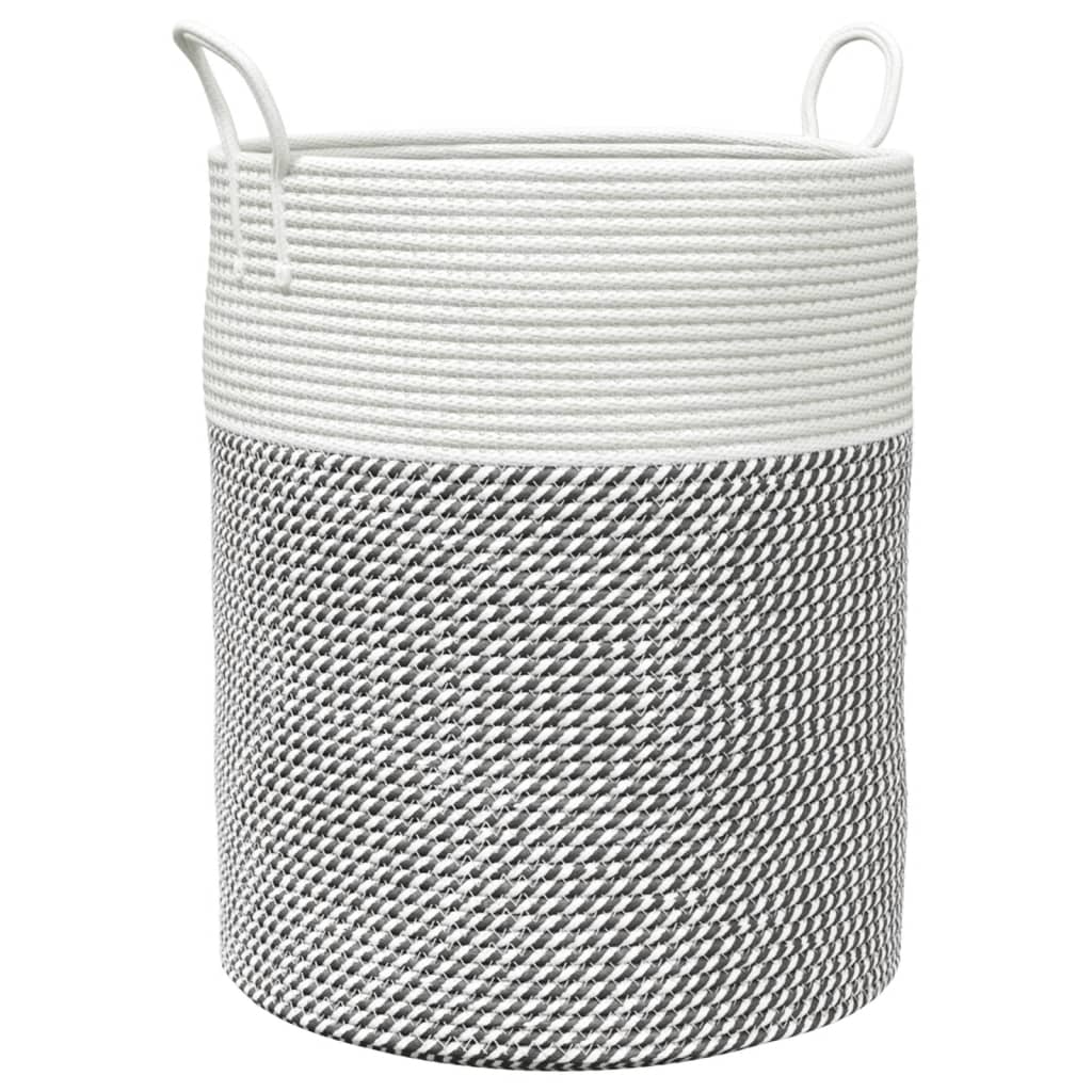 Cestino Portaoggetti Grigio e Bianco Ø38x46 cm in Cotone | homemem39