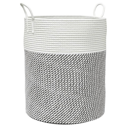 Cestino Portaoggetti Grigio e Bianco Ø38x46 cm in Cotone | homemem39