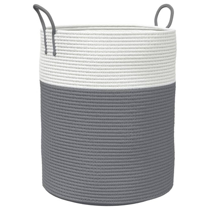 Cestino Portaoggetti Grigio e Bianco Ø38x46 cm in Cotone | homemem39