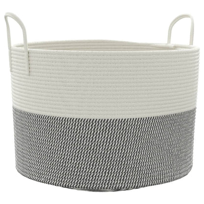 Cestino Portaoggetti Grigio e Bianco Ø51x33 cm in Cotone - homemem39