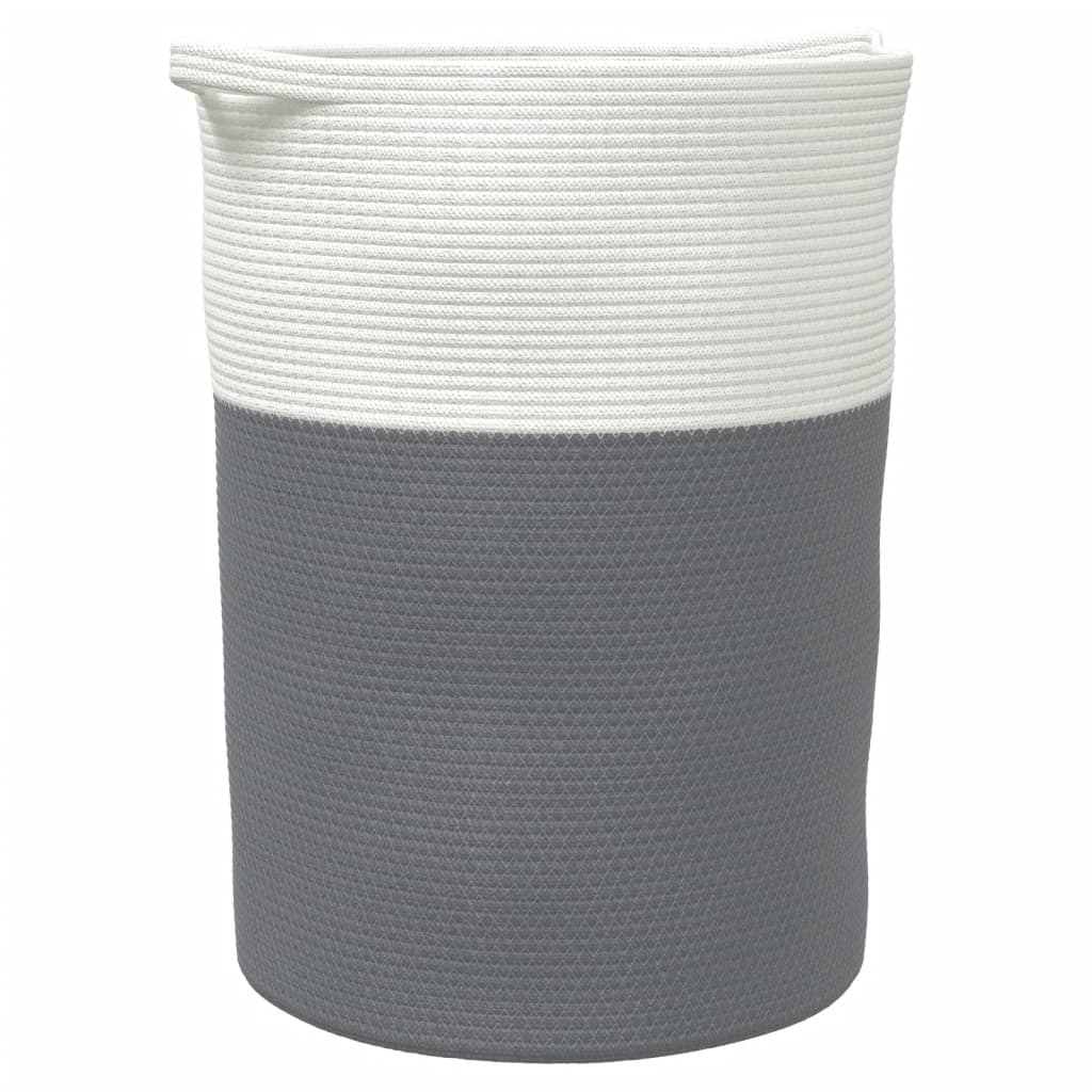 Cestino Portaoggetti Grigio e Bianco Ø49x65 cm in Cotone | homemem39