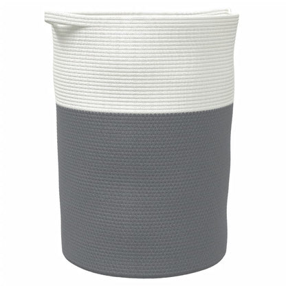 Cestino Portaoggetti Grigio e Bianco Ø49x65 cm in Cotone | homemem39
