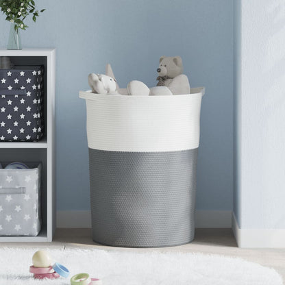 Cestino Portaoggetti Grigio e Bianco Ø49x65 cm in Cotone | homemem39