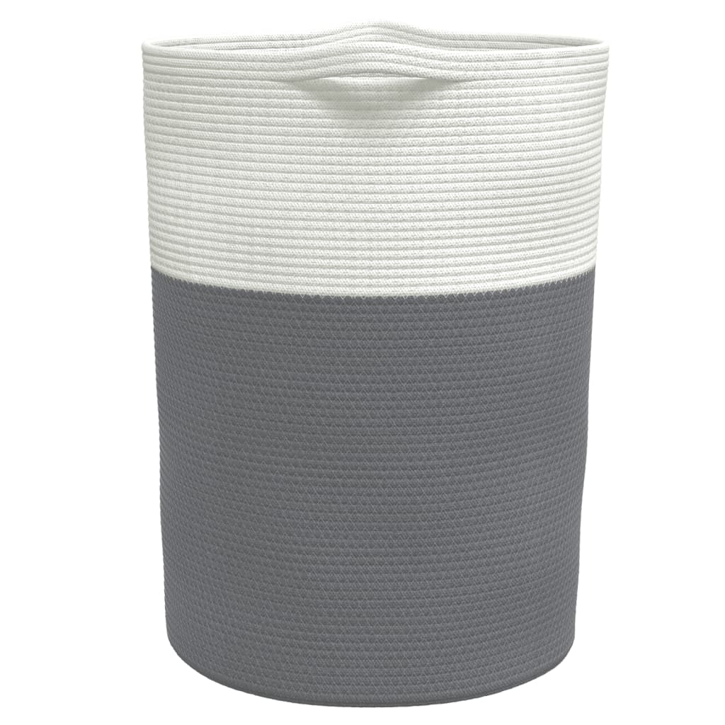 Cestino Portaoggetti Grigio e Bianco Ø49x65 cm in Cotone | homemem39