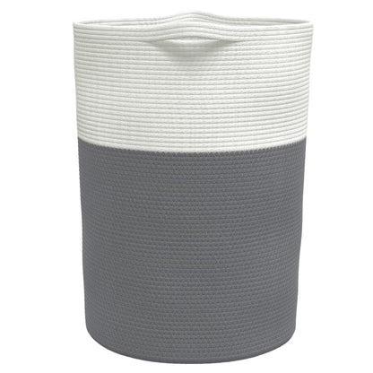 Cestino Portaoggetti Grigio e Bianco Ø49x65 cm in Cotone | homemem39