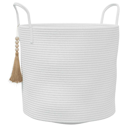 Cestino Portaoggetti Bianco Ø40x35 cm in Cotone | homemem39