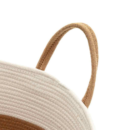 Cestino Portaoggetti Marrone e Bianco Ø40x35 cm in Cotone | homemem39