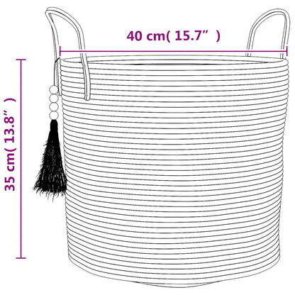 Cestino Portaoggetti Marrone e Bianco Ø40x35 cm in Cotone | homemem39