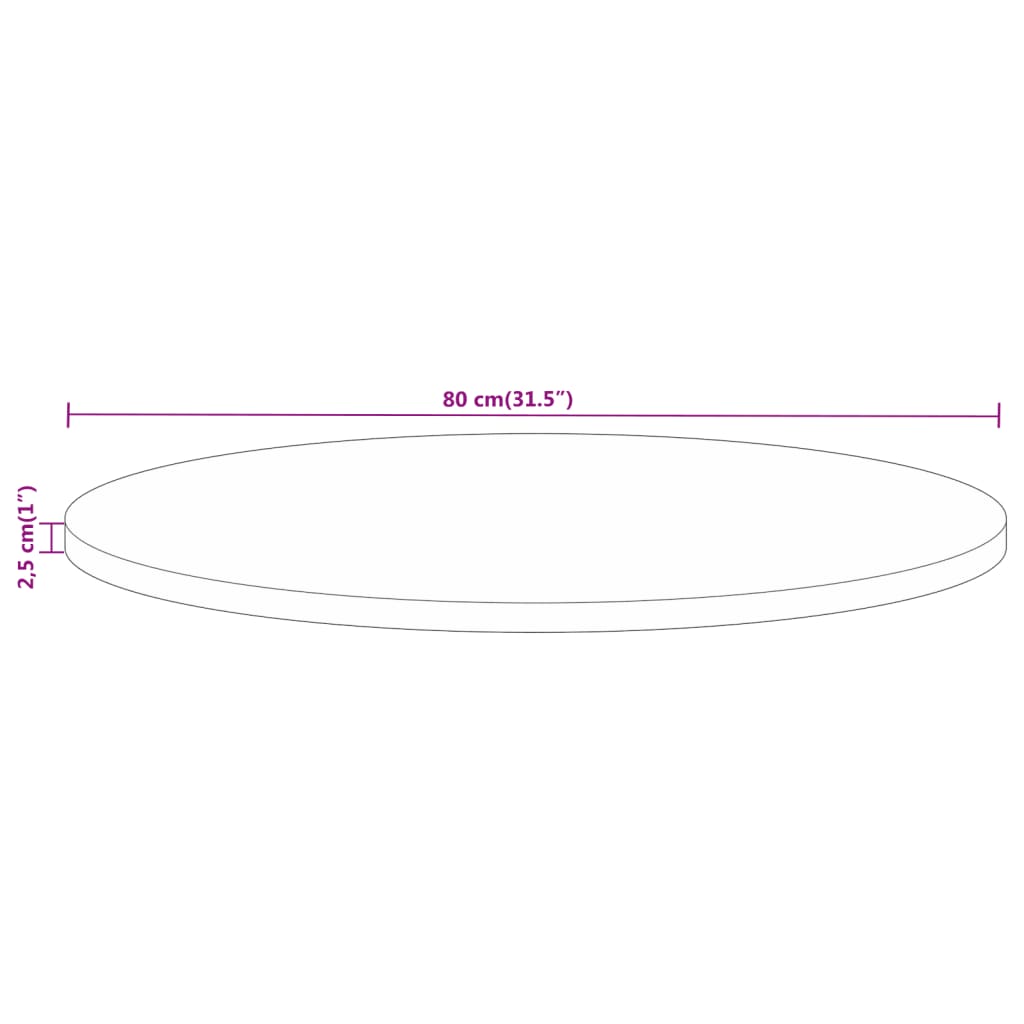 Piano per Tavolo Ø 80x2,5cm Rotondo in Legno Massello di Mango | homemem39