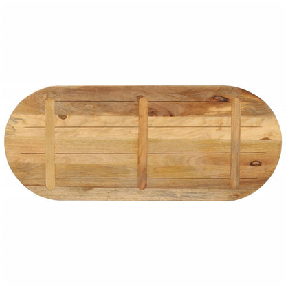 Piano Tavolo 120x50x2,5 cm Ovale Legno Massello Grezzo di Mango | homemem39