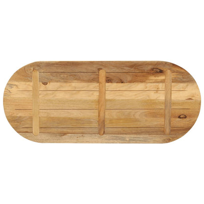 Piano Tavolo 140x50x2,5 cm Ovale Legno Massello Grezzo di Mango