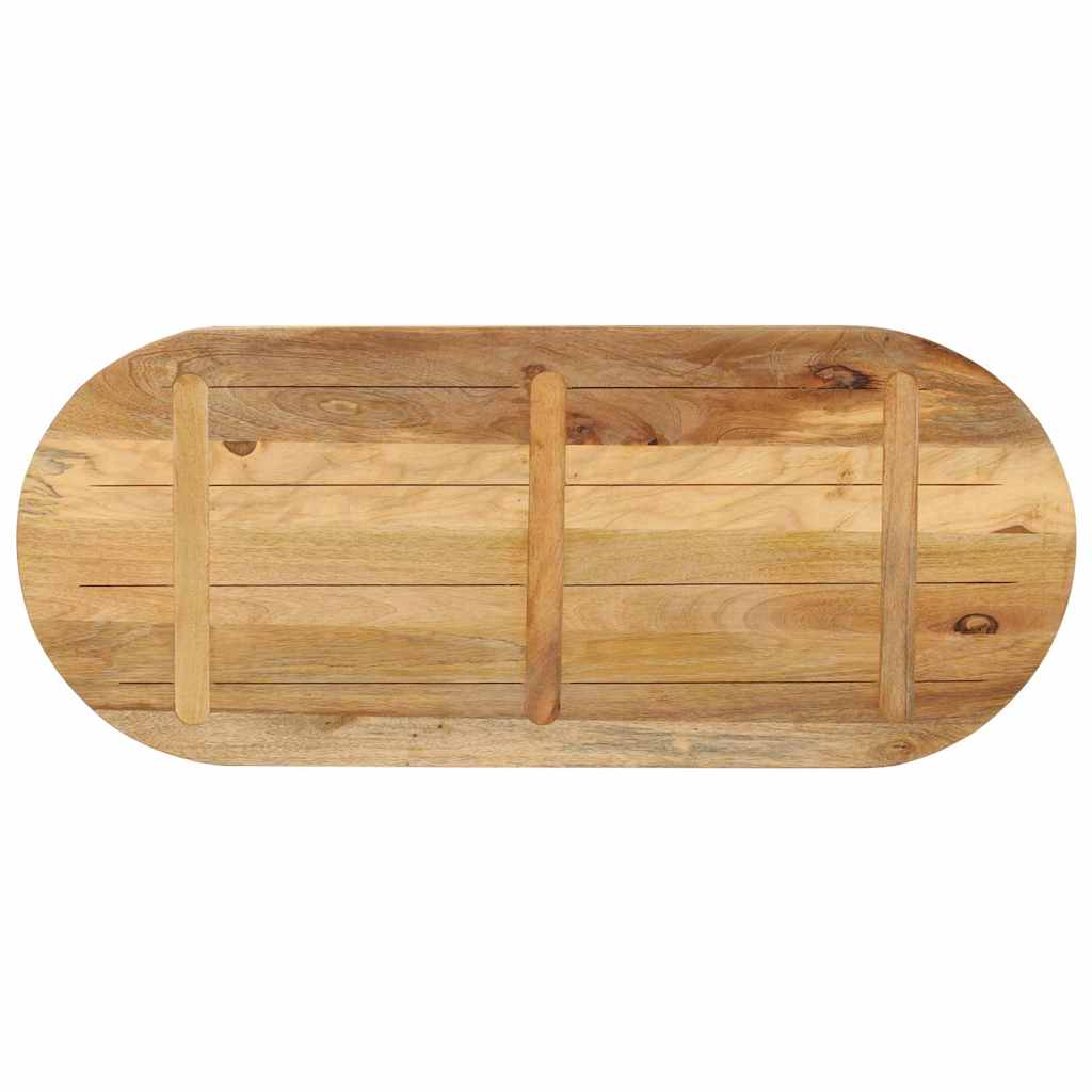 Piano Tavolo 140x60x2,5 cm Ovale Legno Massello Grezzo di Mango | homemem39