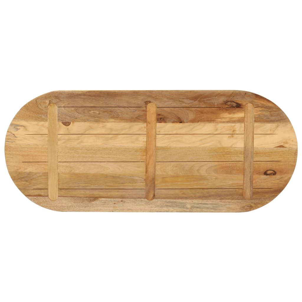 Piano Tavolo 90x40x3,8 cm Ovale Legno Massello Grezzo di Mango | homemem39