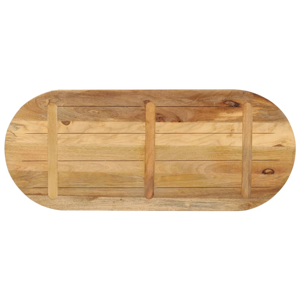 Piano Tavolo 120x50x3,8 cm Ovale Legno Massello Grezzo di Mango | homemem39