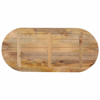 Piano Tavolo 100x50x2,5 cm Ovale in Legno Massello di Mango | homemem39