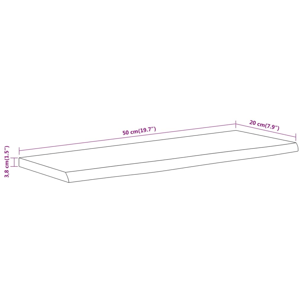Mensola a Muro 50x20x3,8cm Rettangolare Legno Acacia Bordi Vivi | homemem39