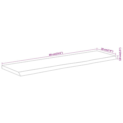 Mensola a Muro 60x20x3,8cm Rettangolare Legno Acacia Bordi Vivi | homemem39