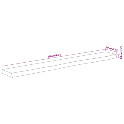 Mensola Muro 160x20x3,8cm Rettangolare Legno Acacia Bordi Vivi | homemem39
