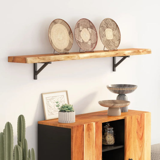 Mensola Muro 160x20x3,8cm Rettangolare Legno Acacia Bordi Vivi | homemem39