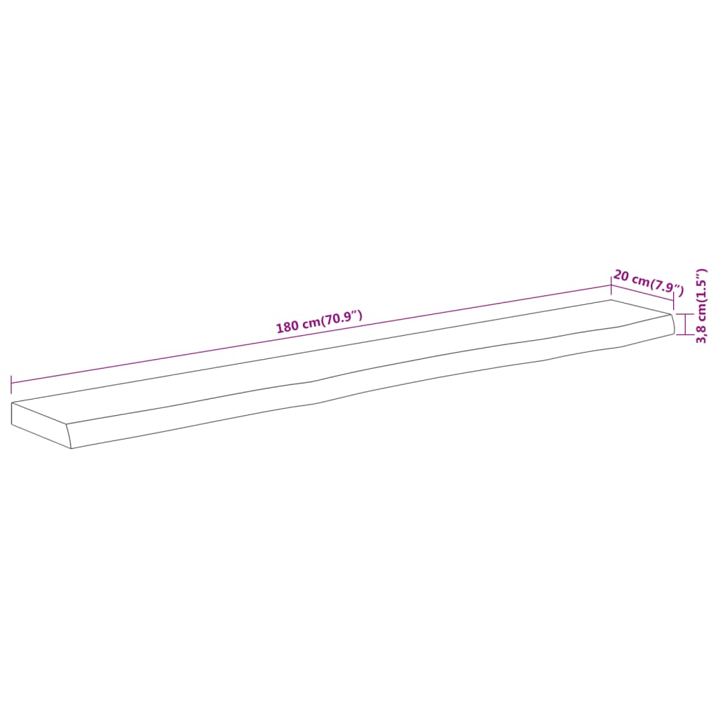 Mensola Muro 180x20x3,8cm Rettangolare Legno Acacia Bordi Vivi | homemem39