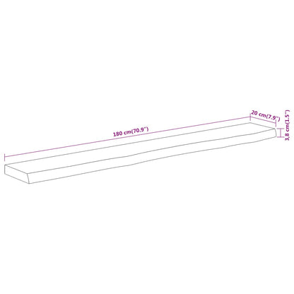 Mensola Muro 180x20x3,8cm Rettangolare Legno Acacia Bordi Vivi | homemem39