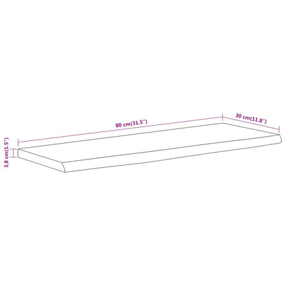 Mensola a Muro 80x30x3,8cm Rettangolare Legno Acacia Bordi Vivi | homemem39