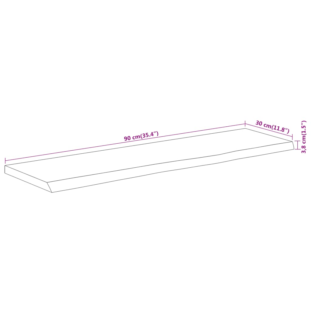 Mensola a Muro 90x30x3,8cm Rettangolare Legno Acacia Bordi Vivi | homemem39