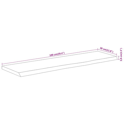 Mensola Muro 100x30x3,8cm Rettangolare Legno Acacia Bordi Vivi | homemem39