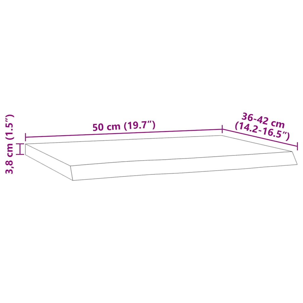 Mensola a Muro 50x40x3,8cm Rettangolare Legno Acacia Bordi Vivi | homemem39