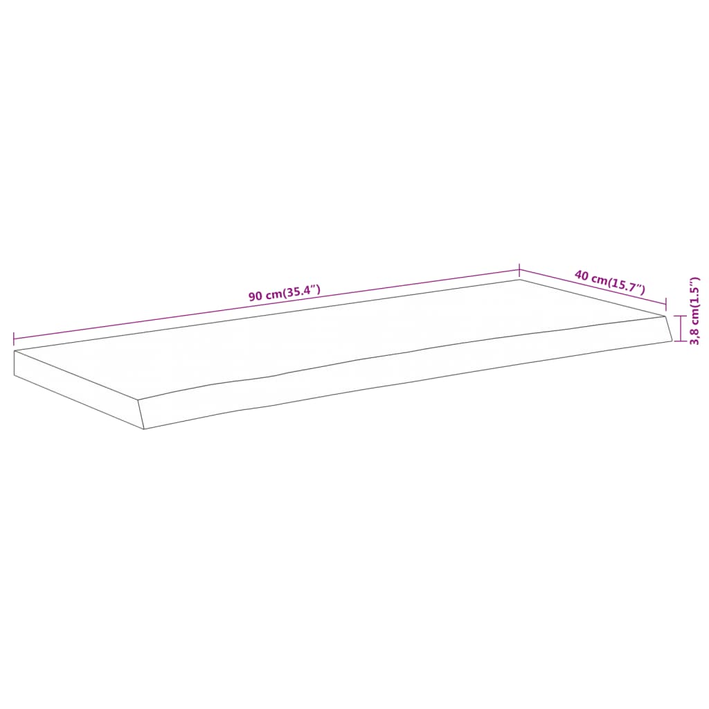 Piano Tavolo 90x40x3,8 cm Rettangolare Legno Acacia Bordi Vivi | homemem39