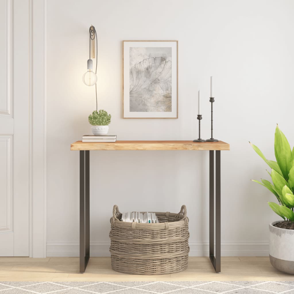 Piano Tavolo 90x40x3,8 cm Rettangolare Legno Acacia Bordi Vivi | homemem39