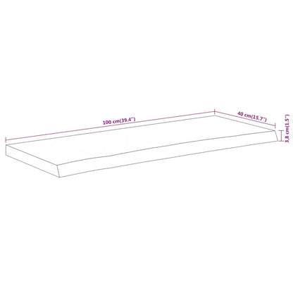 Piano Tavolo 100x40x3,8 cm Rettangolare Legno Acacia Bordi Vivi