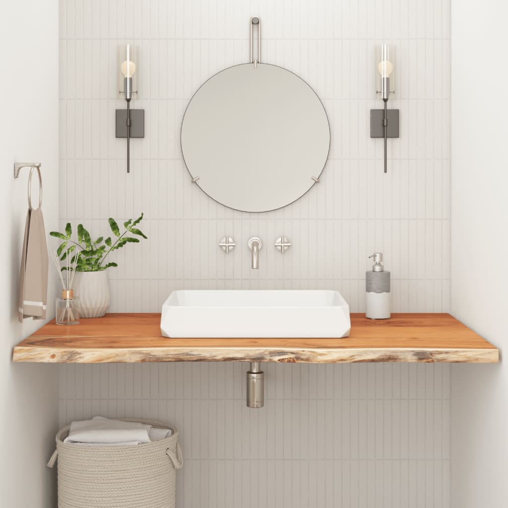 Piano Bagno 90x60x3,8 cm Rettangolare Legno Massello di Acacia | homemem39
