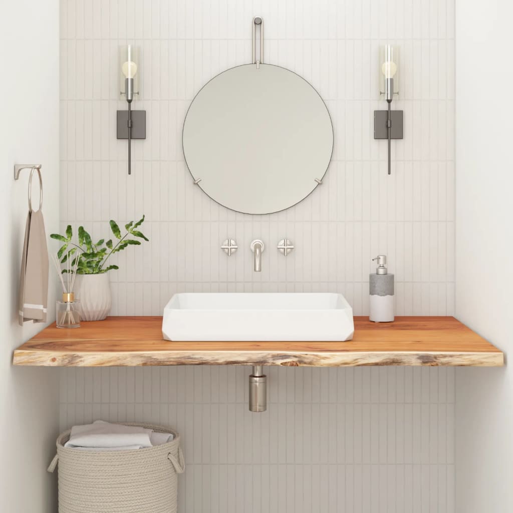 Piano Bagno 100x60x3,8 cm Rettangolare Legno Massello di Acacia | homemem39