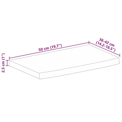 Piano Tavolo 50x40x2,5 cm Bordi Vivi Legno di Mango Grezzo