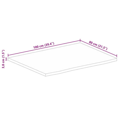 Piano Tavolo 100x80x3,8 Bordi Vivi Legno Massello Mango Grezzo | homemem39