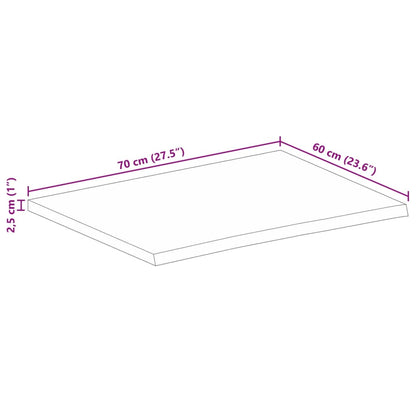 Piano Tavolo Bordi Vivi 70x60x2,5 cm in Legno Massello di Mango