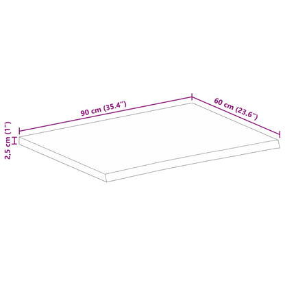 Piano Tavolo Bordi Vivi 90x60x2,5 cm in Legno Massello di Mango | homemem39