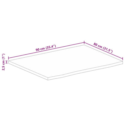 Piano Tavolo Bordi Vivi 90x80x2,5 cm in Legno Massello di Mango | homemem39
