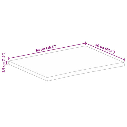 Piano Tavolo Bordi Vivi 90x60x3,8 cm in Legno Massello di Mango | homemem39