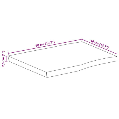 Piano Tavolo 50x40x2,5 cm Bordi Vivi in Legno Massello di Mango