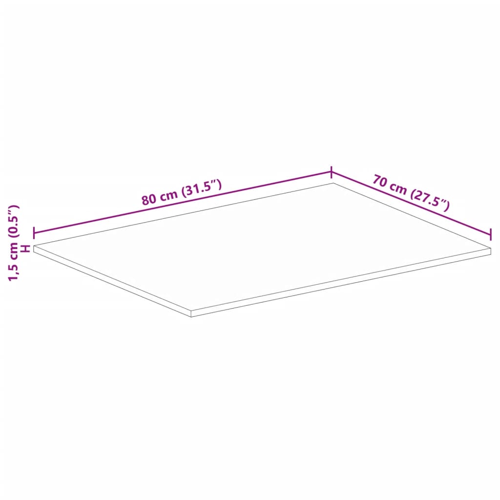 Piano Tavolo 80x70x1,5 cm Rettangolare in Massello di Recupero | homemem39