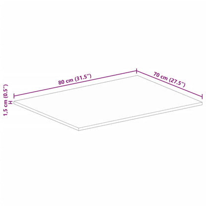 Piano Tavolo 80x70x1,5 cm Rettangolare in Massello di Recupero | homemem39
