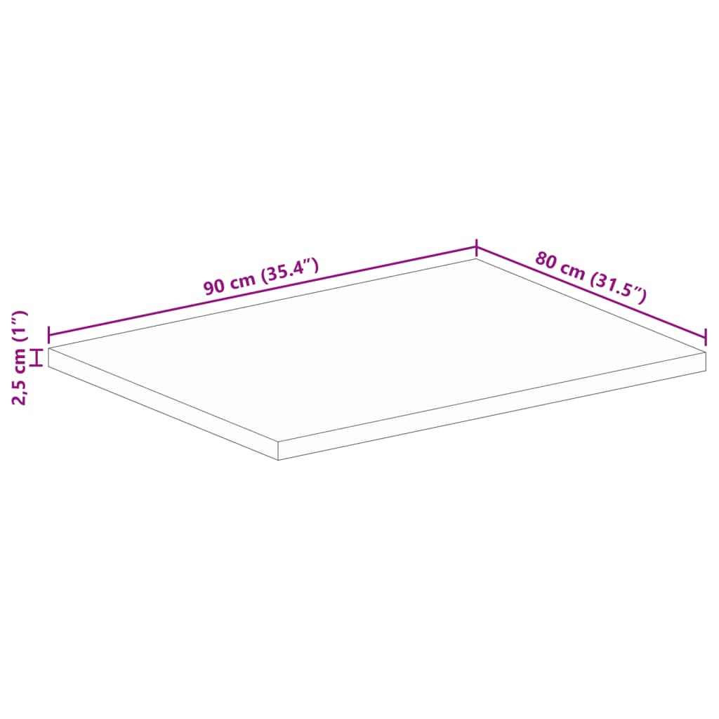 Piano Tavolo 90x80x2,5 cm Rettangolare in Massello di Recupero | homemem39
