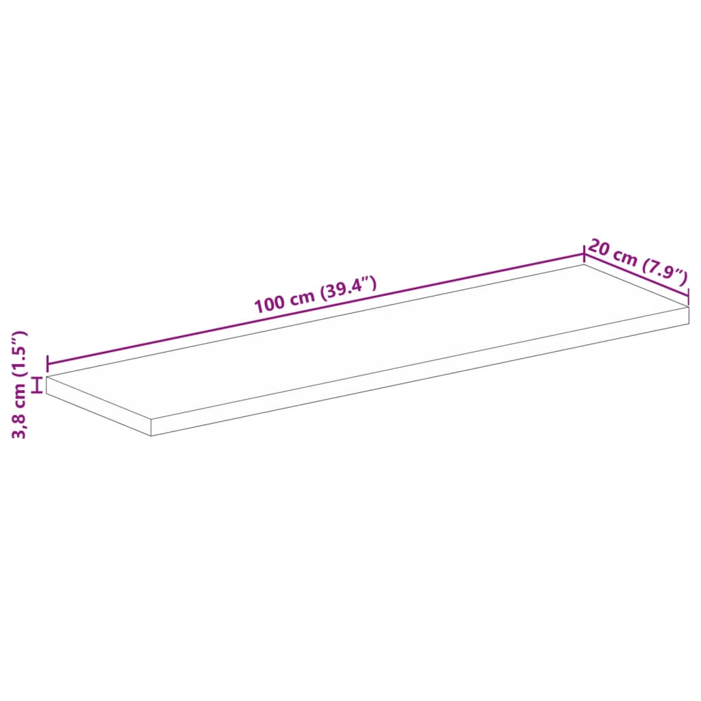 Piano Tavolo 100x20x3,8 cm Rettangolare in Massello di Recupero | homemem39