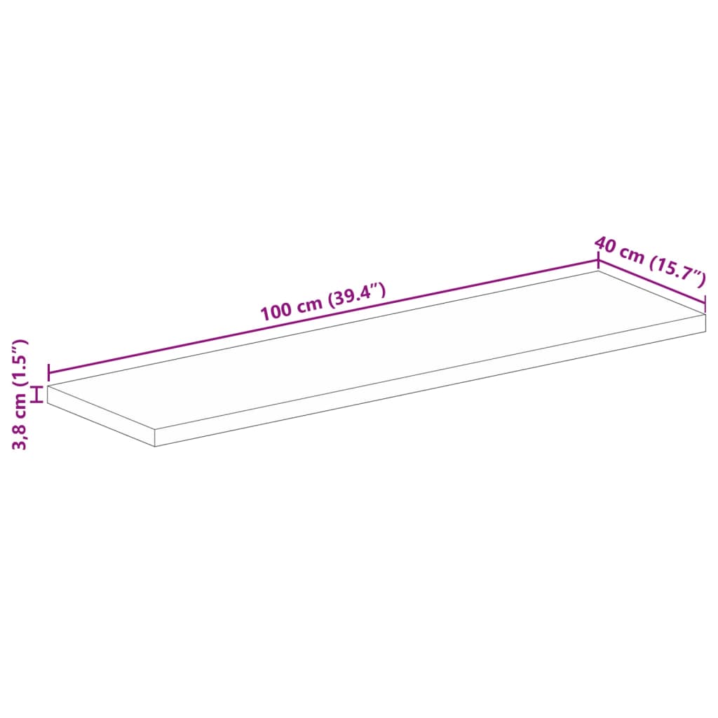 Piano Tavolo 100x40x3,8 cm Rettangolare in Massello di Recupero | homemem39